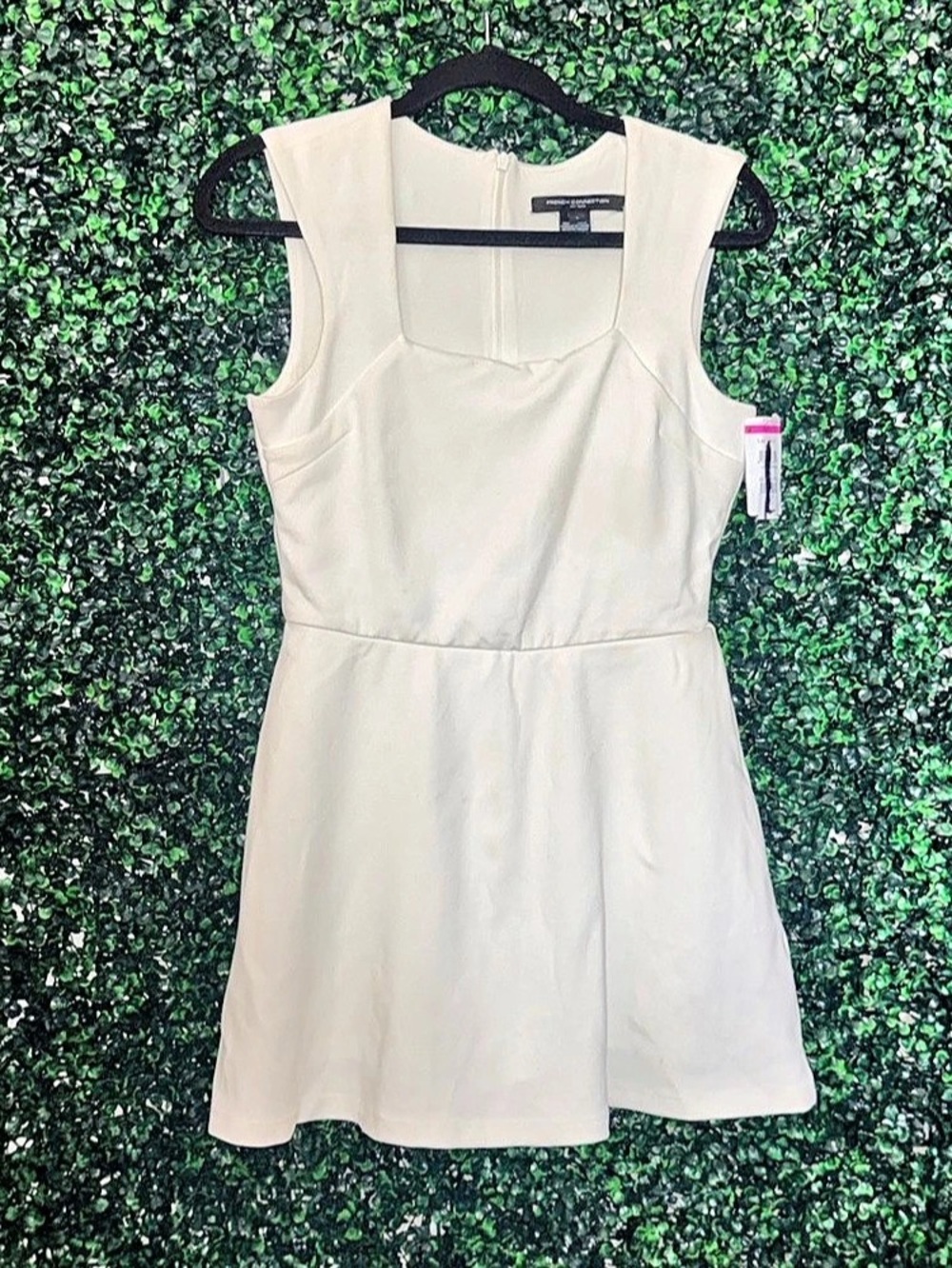 French Connection Whisper Square Neck Mini Dress White Small